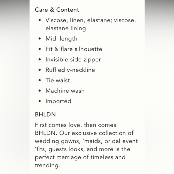 Anthropologie NWT BHLDN Sadie V-Neck Fit & Flare Linen Midi Dress size S - Picture 5 of 10